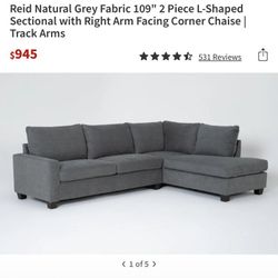 SECTIONAL L SHAPE RIGHT CHAISE 109 Inches  With Coffe Table And Side Tables 