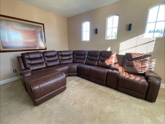 Brown Sectional with Chaise High Quality Leather - No Credit Needed - No $$ Down - SAME DAY Delivery 🚚