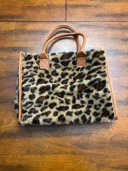 Leopard Print Faux Fur Tote Bag