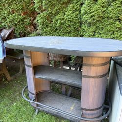 Heavy Barrel bar height Table with 2 Stools 
