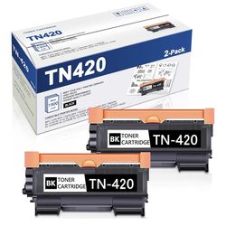2 Pack TN420 TN-420 Toner Cartridge Black: Replacement for Brother TN 420 to use with HL-2270DW 2280DW 2 MFC-7360N 7860DW 7065DN Intellifax 28