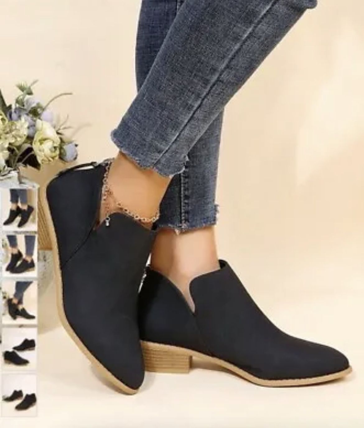 WOMAN BOOTIES SIZE 7&8 In Stock Black Ankle Booties Sizes 7 & 8 ZIPUP CHUNKY BOOTIES NAME BRAND DESIGNER And Brand New With Same Packing