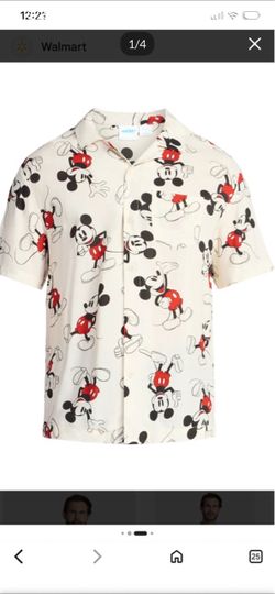 Mens Mickey Mouse Button-Up Shirt
