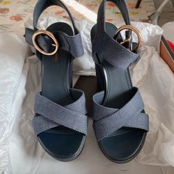 Louis Vuitton Blue Shore Wedge Sandal 9cm