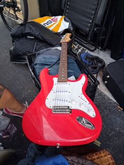 Red Stratocaster-Style Electric Guitar