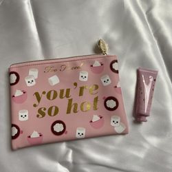 Too faced makeup pouch & Estée Lauder hand