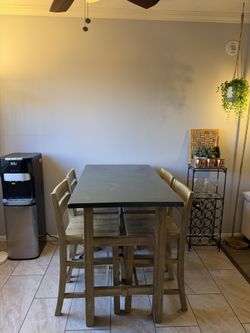 Dining Room Set, Wood Chairs, Hard Top Table, High Top