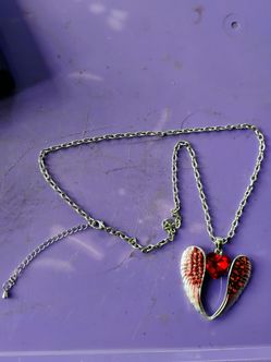 Heart and Angel Wings Pendant Necklace