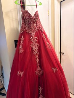 Red and gold prom dress