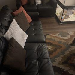 couch , black , small loveseat & large