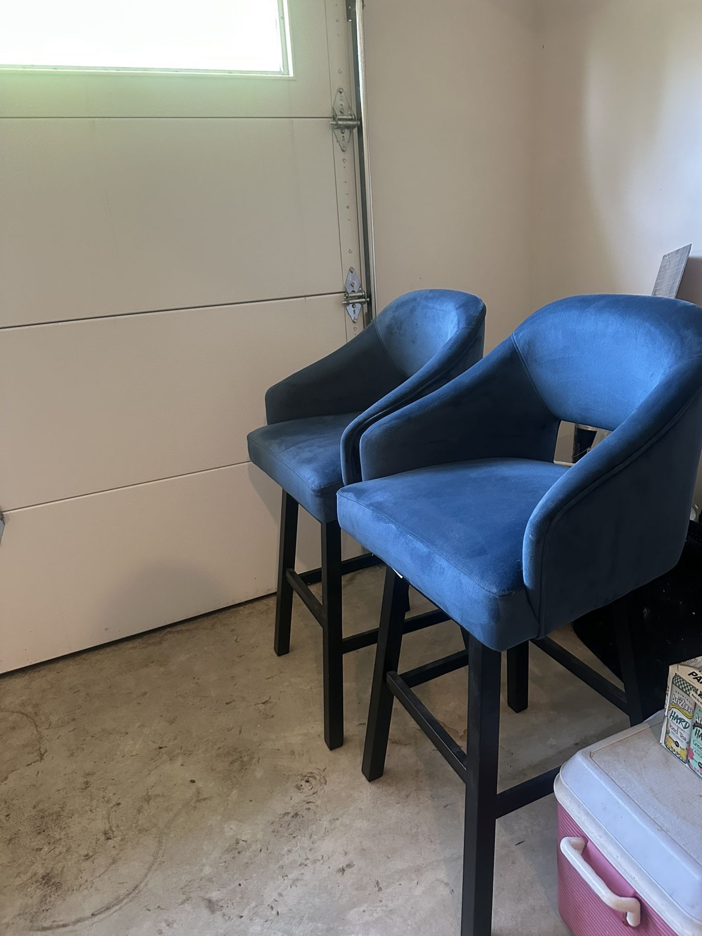 Blue Velvet Counter Stool Set