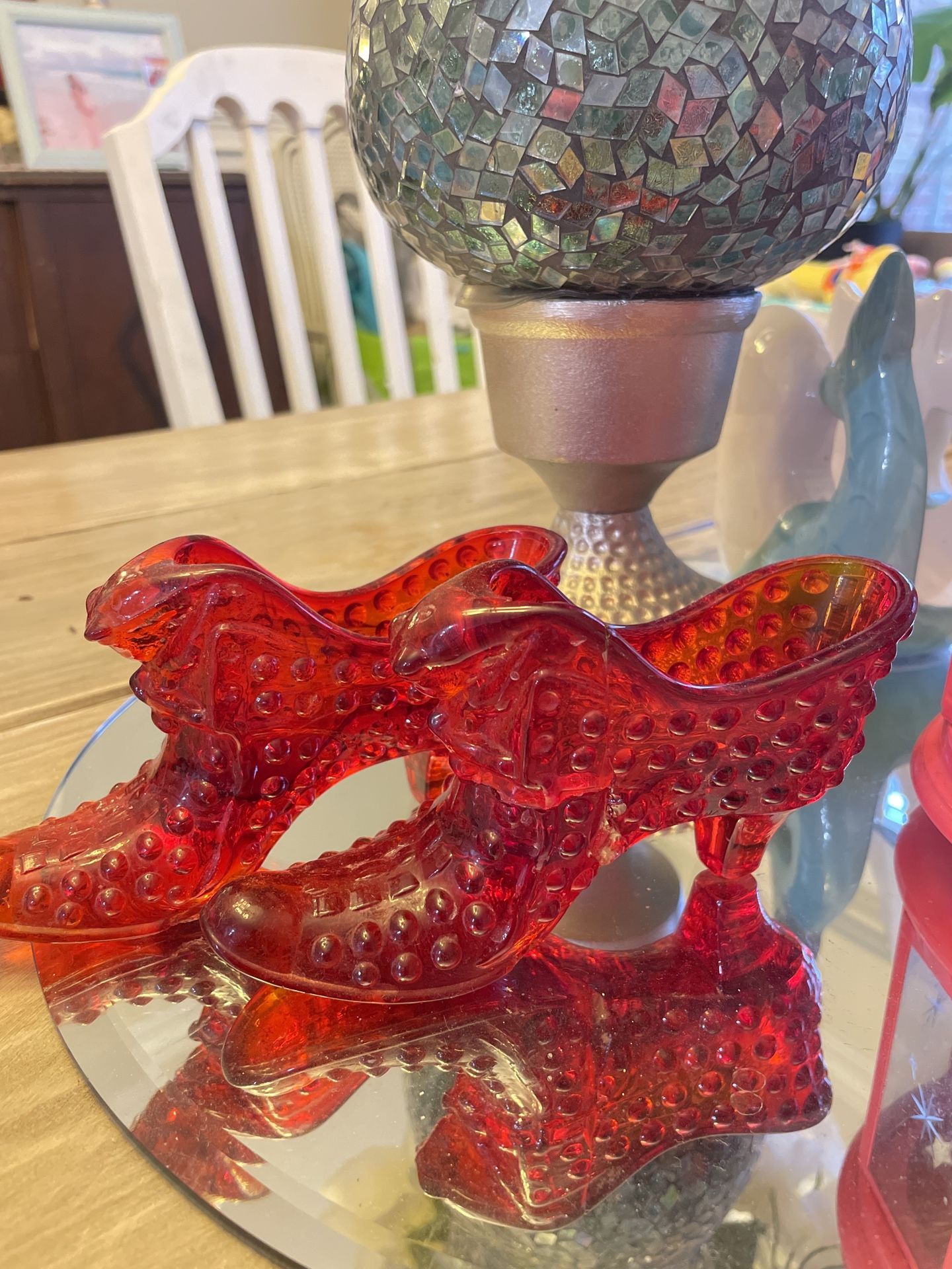 Antique Glass Boots Decor