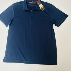 Perry Ellis Performance Polo Shirt Sz M Navy Blue 1/4 Zip Moisture Wicking Golf 