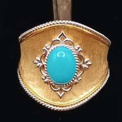 Two Tone 14K  Gold Turquoise Ring