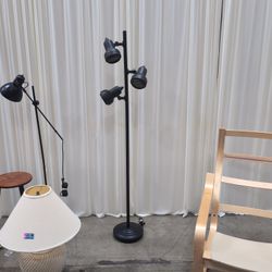 Black Metal Multi-Head Floor Lamp with Adjustable Spot Heads