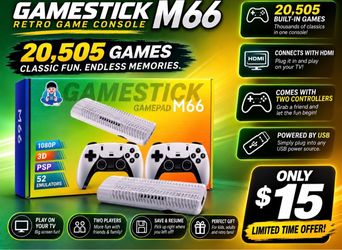 GameStick M66 Retro Console + 2 Controllers – $15🎮