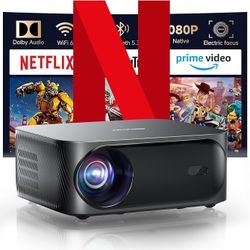 Brand New Netflix-Licensed/Dolby Audio]Outdoor Projector with Wifi 6 and Bluetooth, 1080P Native 700ANSI Portable Movie Projector, Built-in Ne
