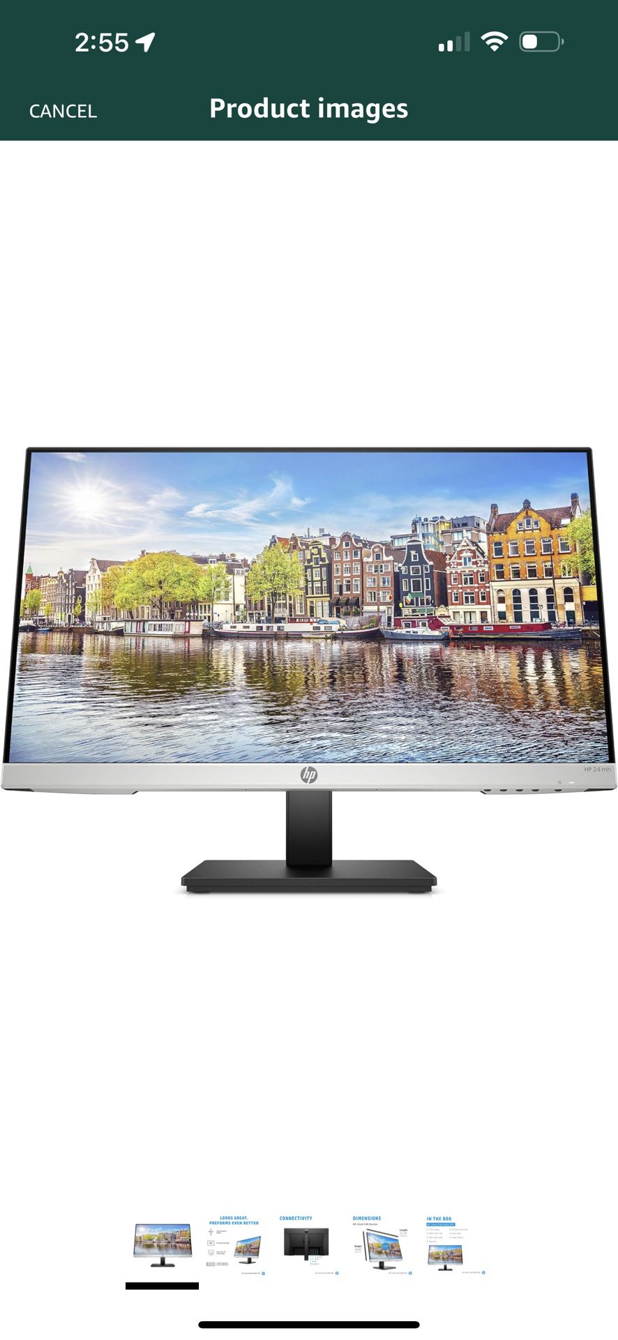 HP 24mh FHD Computer Monitor with 23.8-Inch IPS Display (1080p)