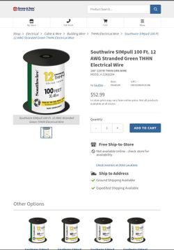 SOUTHWIRE 100 FT AWG STRANDED GREEN THHN CUT ELECTRICAL WIRE