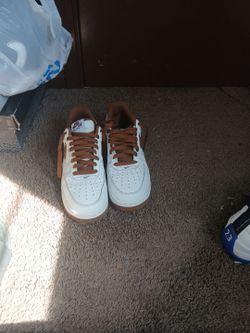 Brown and white air force 1