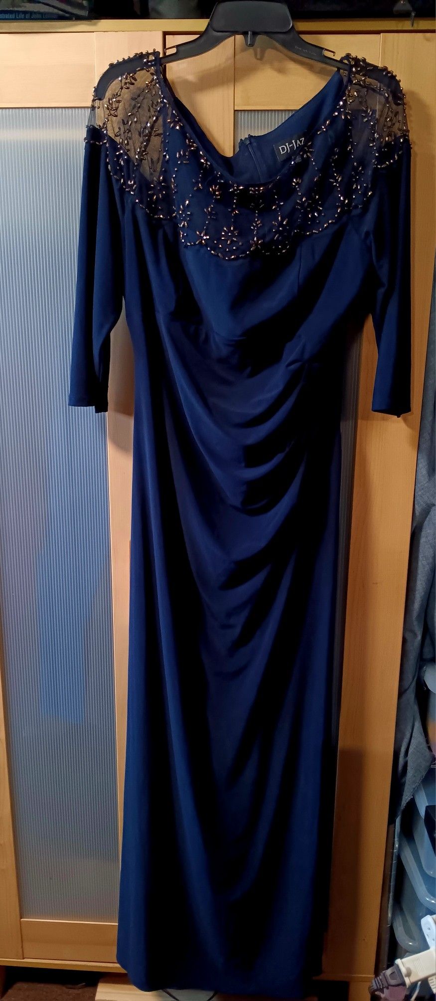 dj jaz navy blue dress Dj-Jaz | Dresses | Djjaz Size 4 Navy Blue Dress With Gold Embellishment Cap  Sleeves