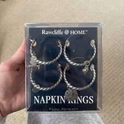 Rawcliffe Home Fine Pewter Napkin Rings Set of 4 Ornate Design with Beach Charm