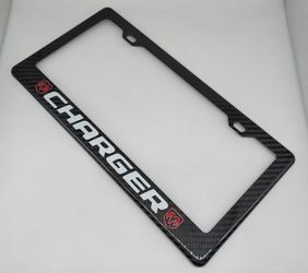 BRAND NEW DODGE CHARGER 100% Real Carbon Fiber License Plate Frame Tag Cover Original 3K