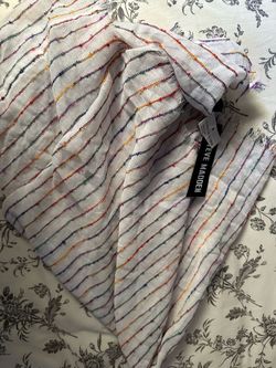Steve Madden White Rainbow Stripe Scarf