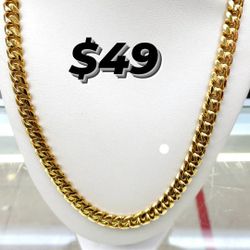 8mm Miami Cuban Link Chain Gold Plated Stainless Steel 