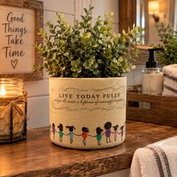 Decorative Ceramic Planter with Inspirational Quote