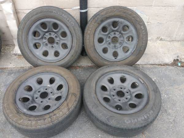 17 inch chevy or gmc steel rims and old tires. good rollers