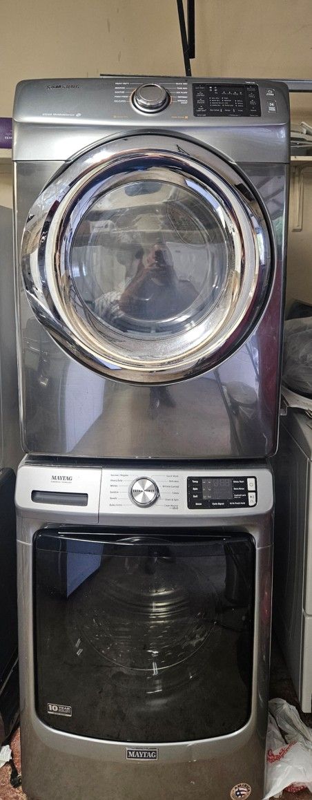 MAYTAG WASHER AND SAMSUNG DRYER STAINLESS STEEL BOTH ELECTRIC XL CAPACITY 5.3 CU GOOD WORKING CONDITION DELIVERY AVAILABLE FOR EXTRA FEE WE DO REPAIRS