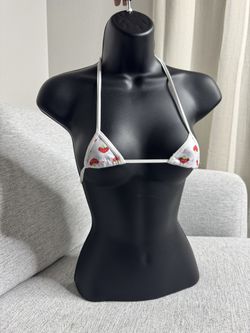 Tiny Triangle Strawberry Handmade Bikini Top