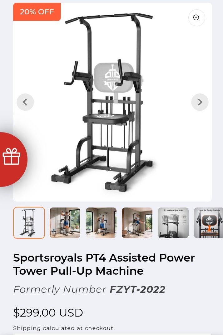 Sportsroyals PT4 Assisted Power Tower Pull-Up Machine
