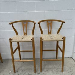Hans Wagner style High Bar Stool Chairs