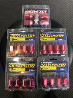 brand new 20 pieces WedsSport red color Aluminum 12x1.5 racing lugnuts set for acura, Honda, Lexus, Toyota, mazda & Mitsubishi