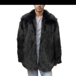 Colf Unisex Faux Fur Black Parka Medium Oversized Warm Winter Jacket