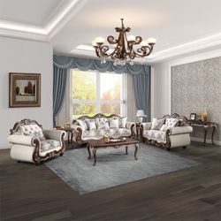 Traditional Living Room Sofa Set With Coffee Table, Free Delivery ✅ Elegant Sofa , Loveseat , Chair, Coffee Table 