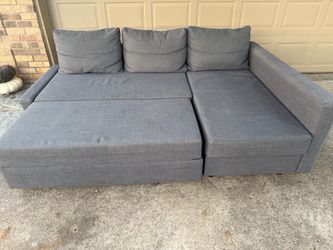 RIHETEN Sleeper sectional sofa - 3 seat w/storage, Skiftebo dark gray from IKEA