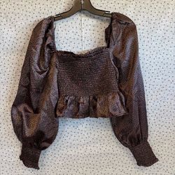 Black Polka Dot Smocked Crop Top