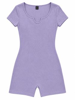 SHEIN Ribbed Short Sleeve Romper