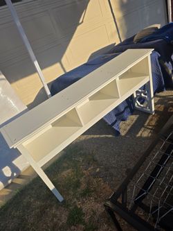 White Wood Console Table with Open Shelves twin headboard