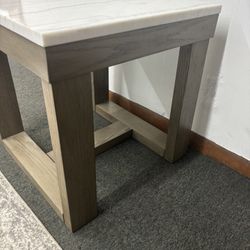 Modern Square End Table – Marble Look Top – Ashley Signature Design