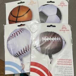 Sports Mylar Balloons (Basketball, Soccer, Baseball, Football)
