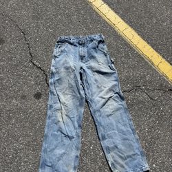 Vintage Carhartt carpenter Jean / pants light wash leather label