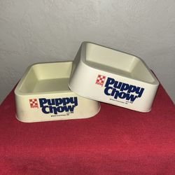 VINTAGE PURINA PUPPY CHOW PLASTIC FEEDING  BOWLS (2) CHECK OUT MY PROFILE FOR MORE GREAT ITEMS 