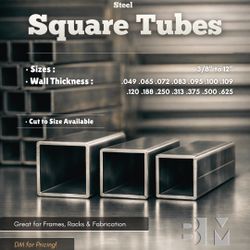 Steel Square Tubes - Multiple Sizes | Everett