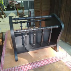Vintage Magazine Rack Matte Black Solid And Rare But Simple Piece