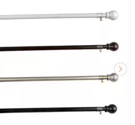 Adjustable Curtain Rod 42 to 126 inch for Windows,Curtain Rods with Round Finials 1" Standard Decorative Window Curtain Black Powder Coated Finish Rod