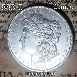 1883-0 Morgan Silver Dollar; Choice BU/MS, Full Breast Feathering, High Grade, Semi Key Date.